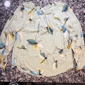A New Day Floral Blouse - Green and Blue